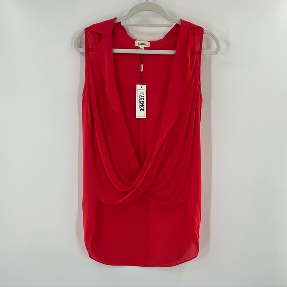 L'Agence Freja Draped Blouse in Hibiscus NWT size XS - Picture 5 of 10